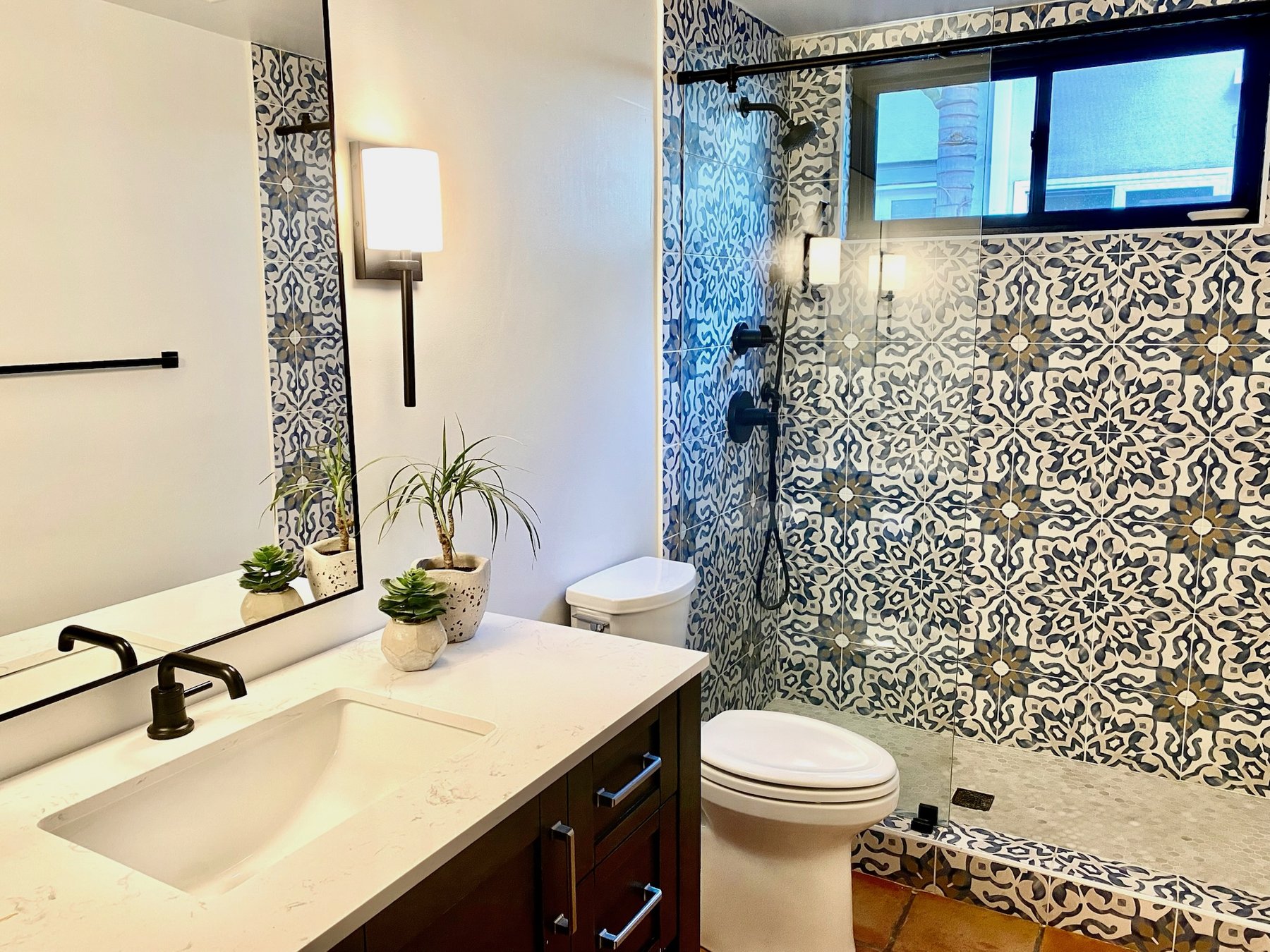 Second bathroom — handcrafted Moroccan tile