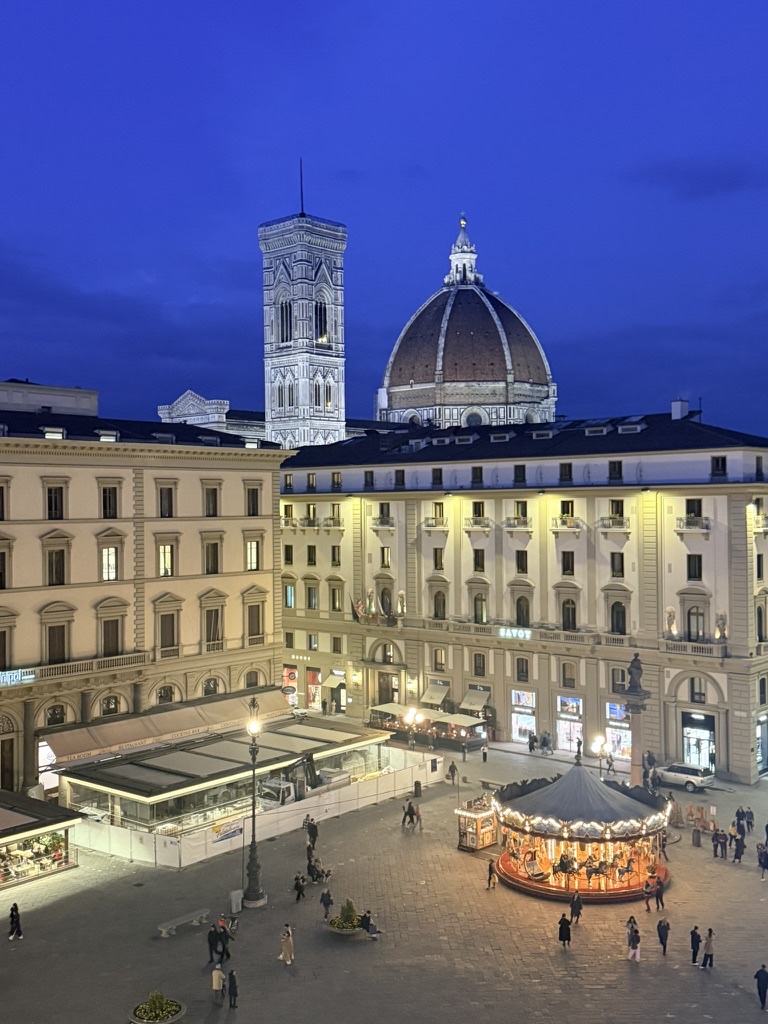 Piazza della Repubblica and the Duomo at dusk, Florence