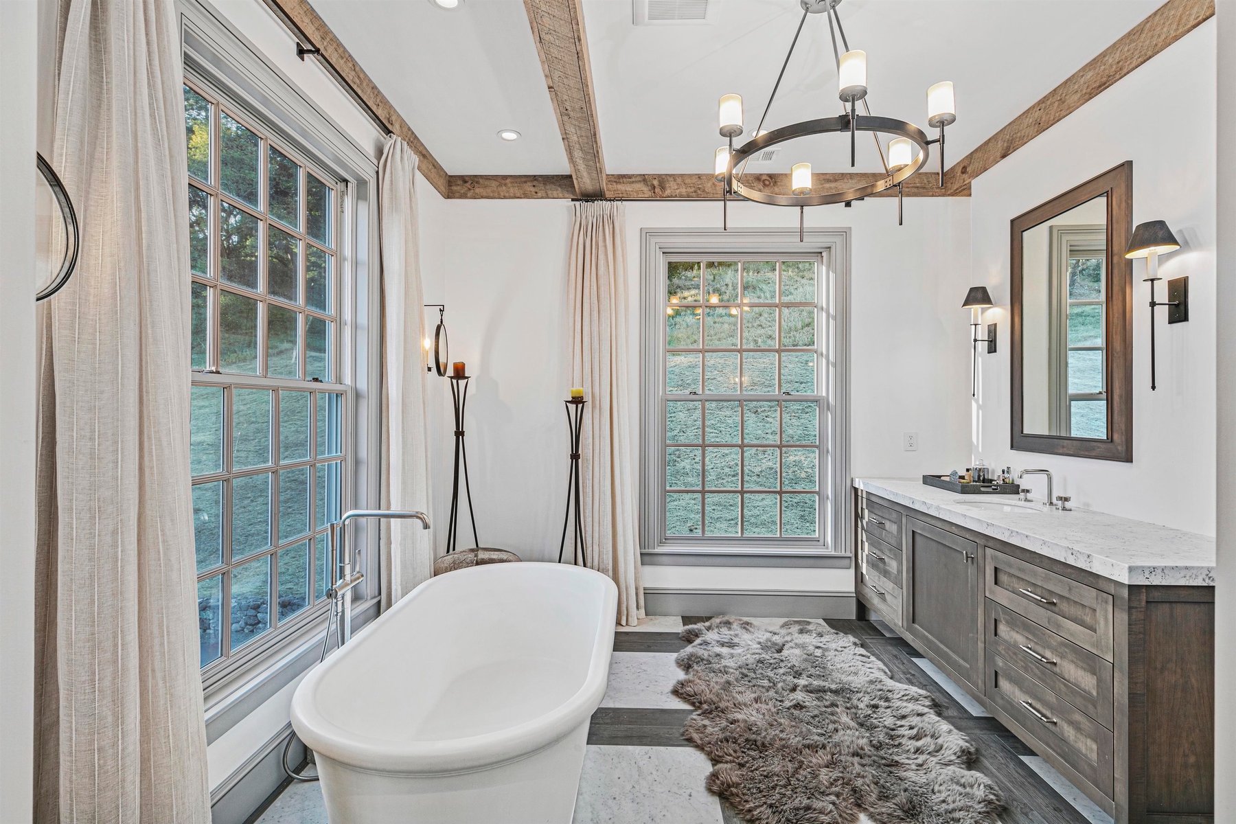 Master bathroom — freestanding clawfoot tub
