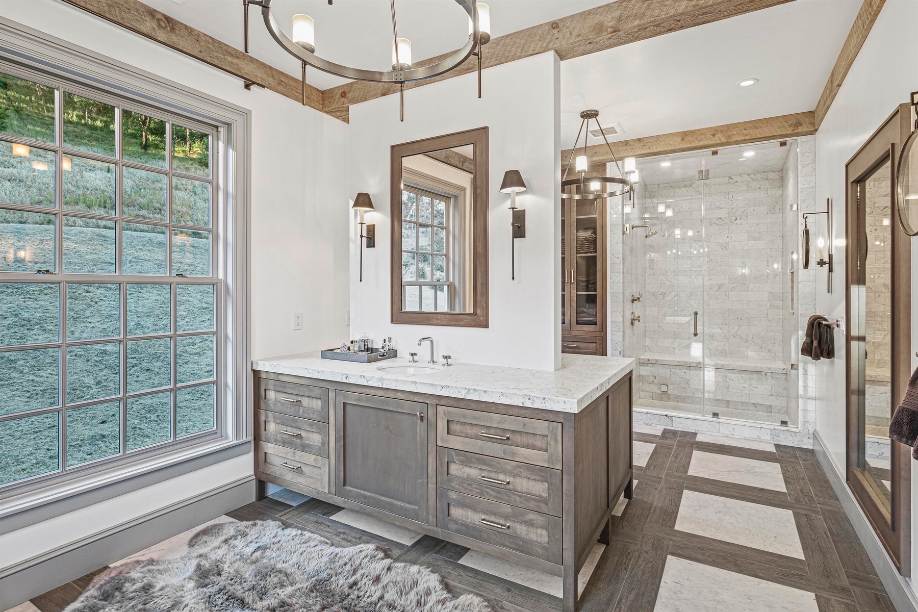 En-suite bathroom — double marble vanity