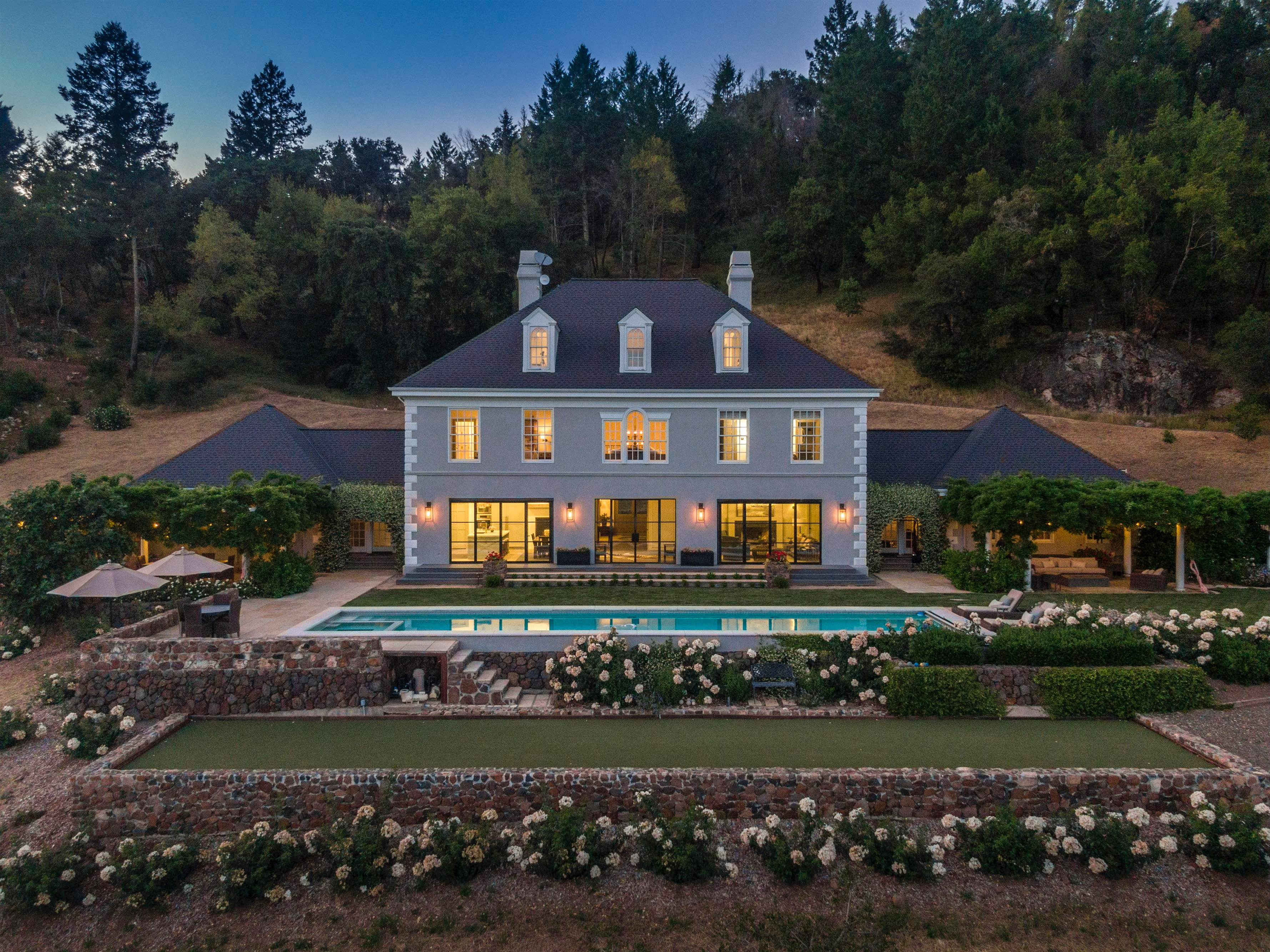 Mt. Veeder Estate — Napa Valley pool and vineyard view