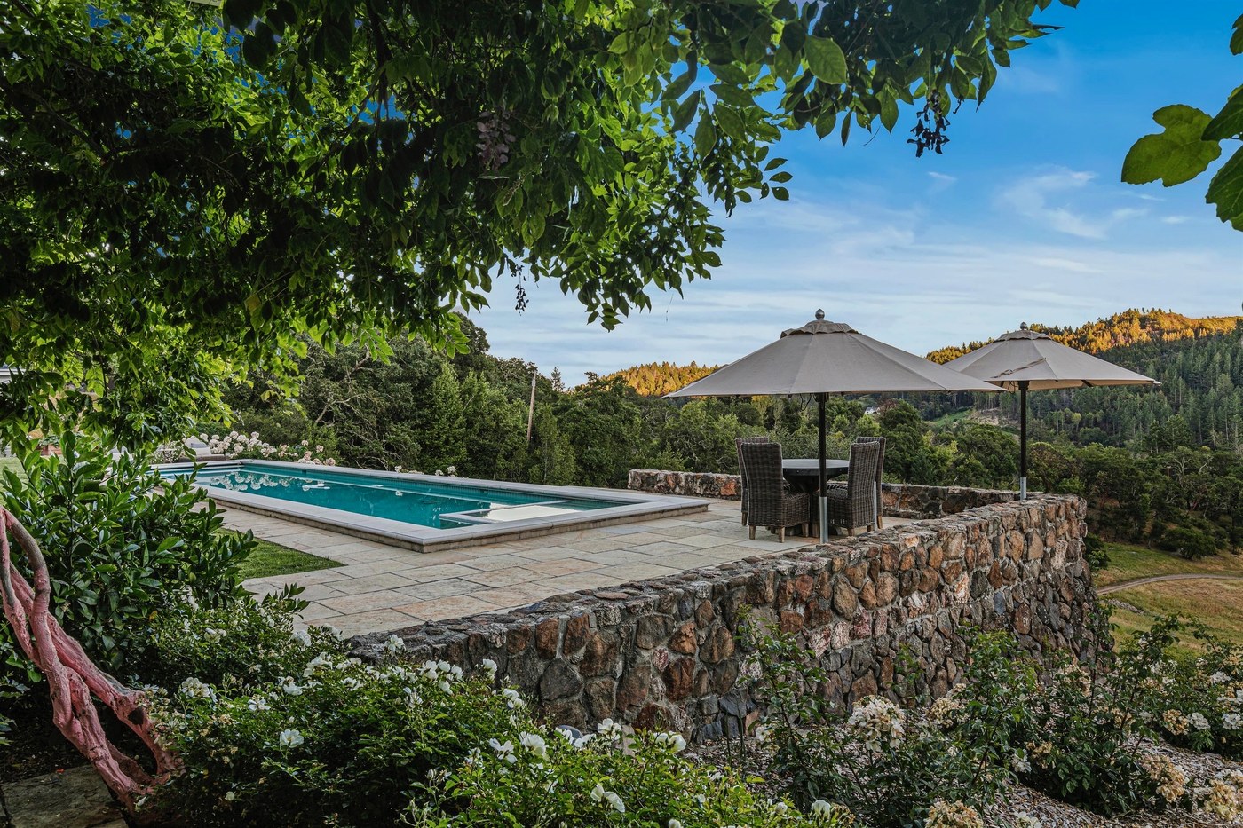 Stone pavilion and outdoor entertaining area