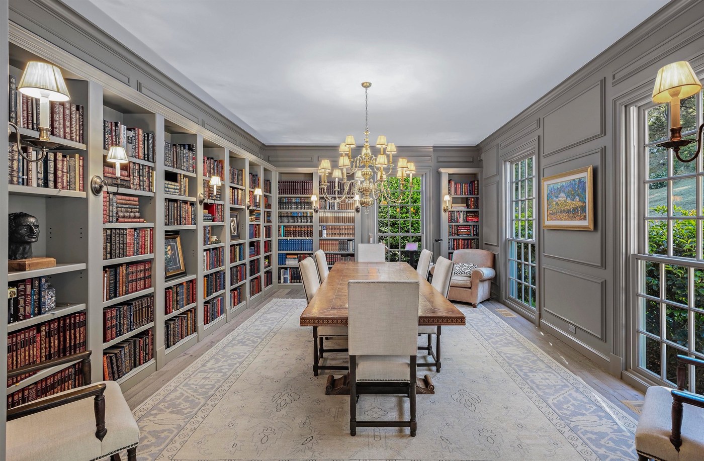Stone pavilion at dusk