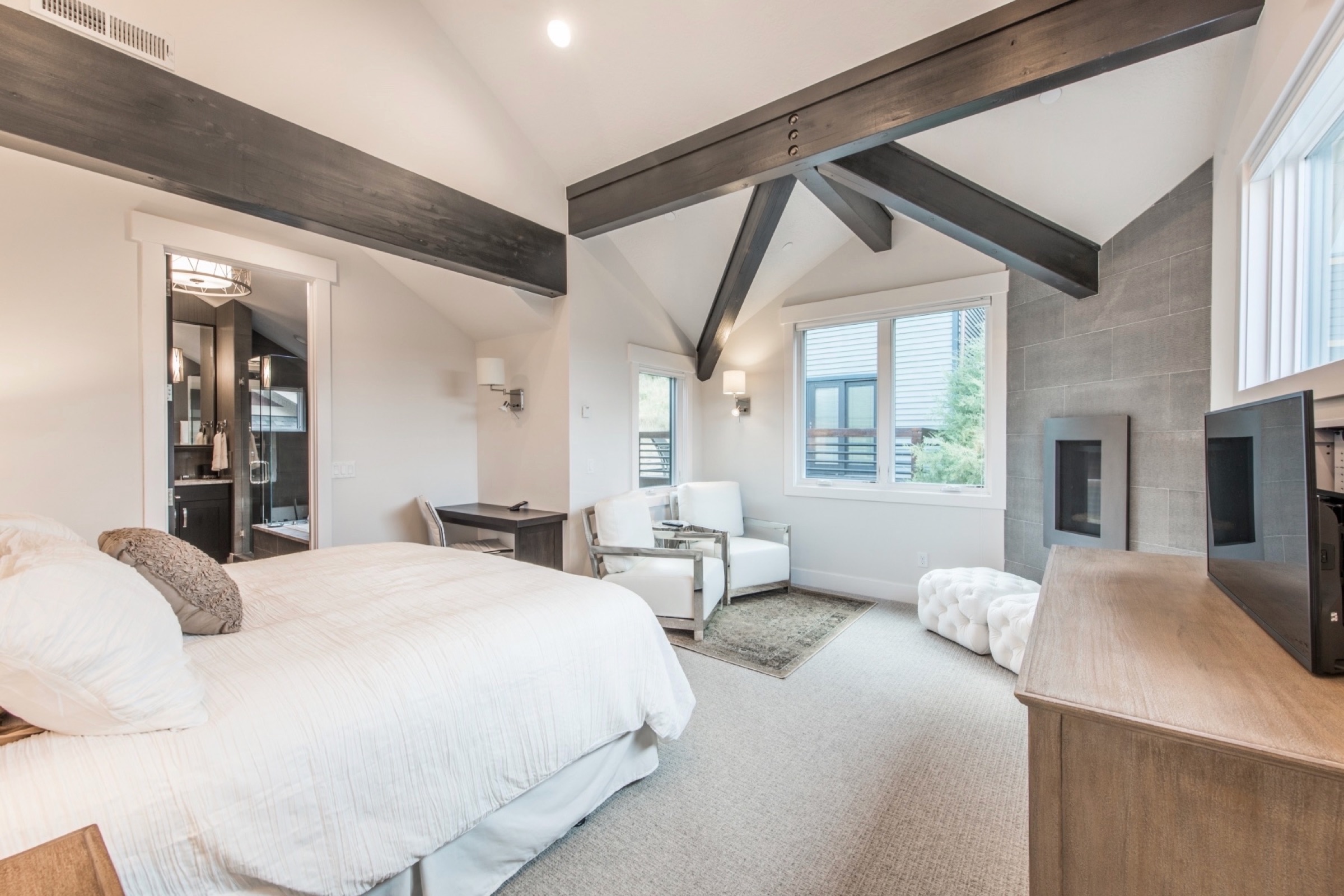 Primary suite with vaulted beams, Park City